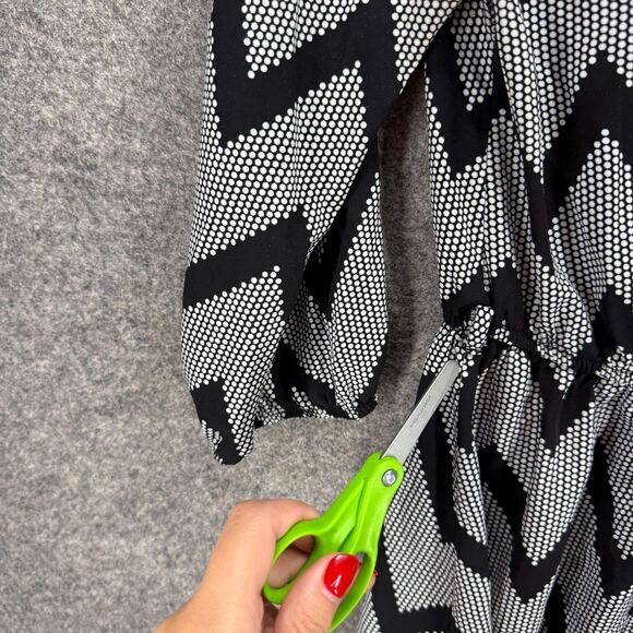 Ladies Code Dress Women M Medium Gray Striped Sheath Short 3/4 Sleeve Casual - Picture 6 of 7